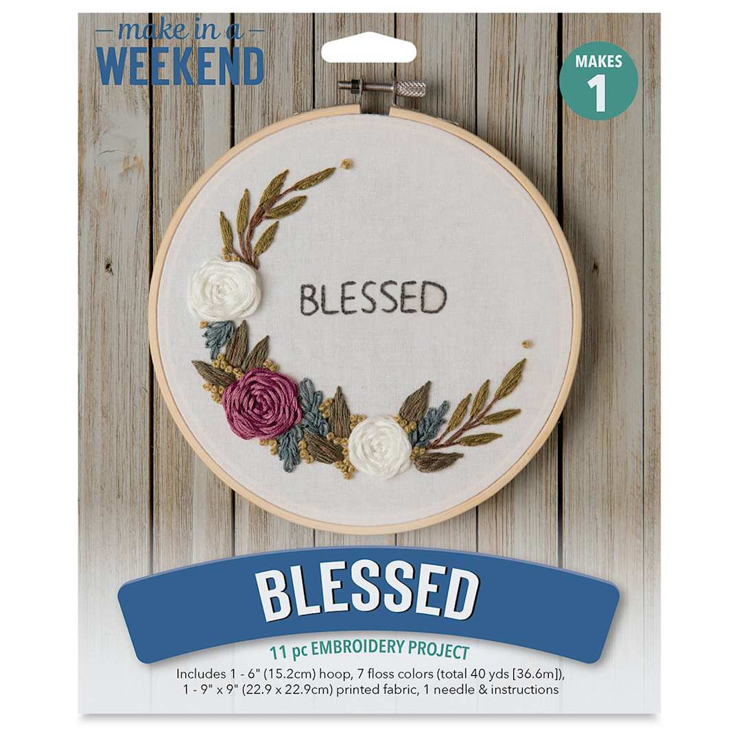 Open in modal - Leisure Arts Embroidery Kit - Blessed Floral, front of the packaging