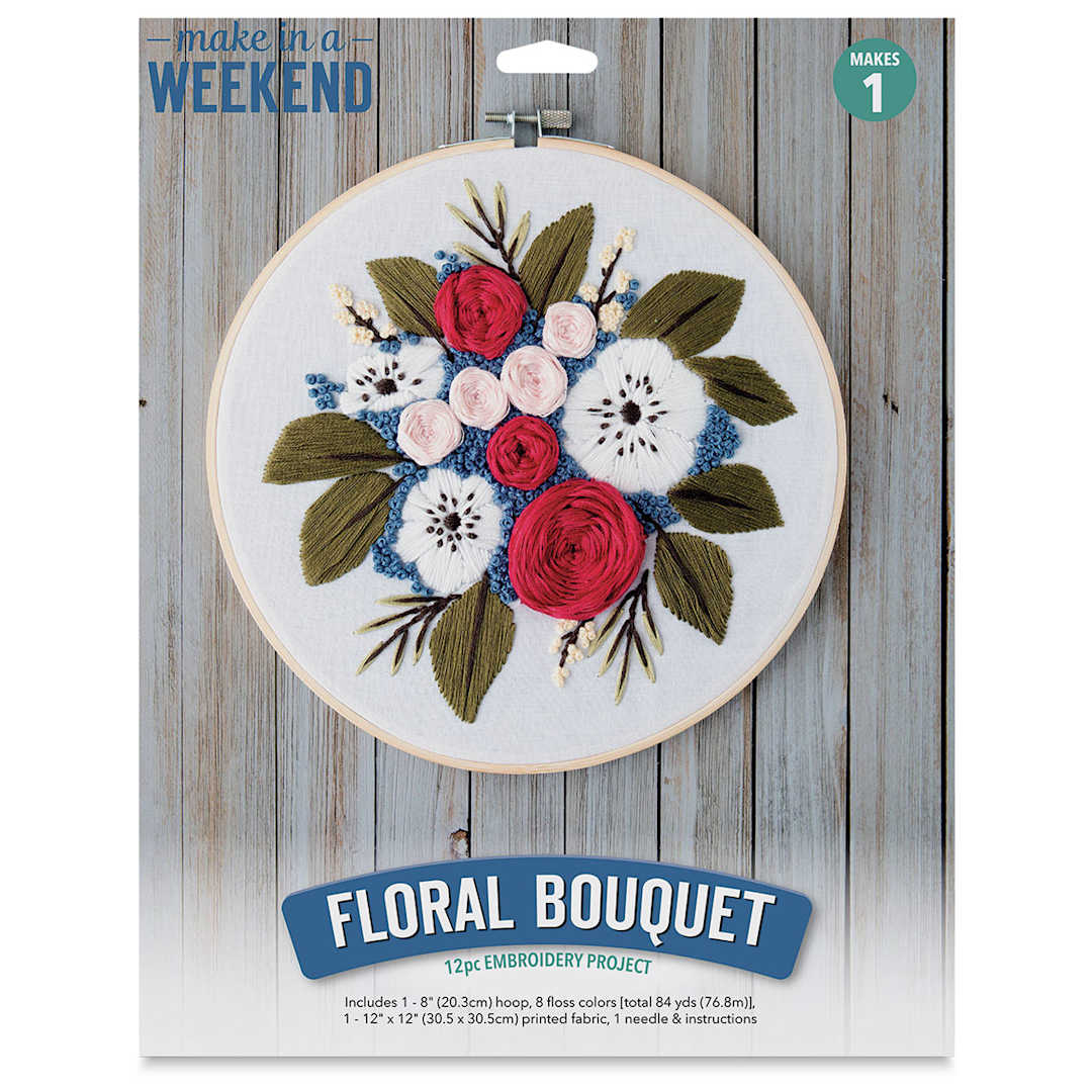 Open in modal - Leisure Arts Embroidery Kit - Floral Bouquet, front of the packaging