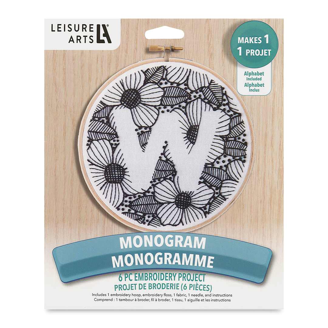 Open in modal - Leisure Arts Embroidery Kit - Monogram, front of the packaging