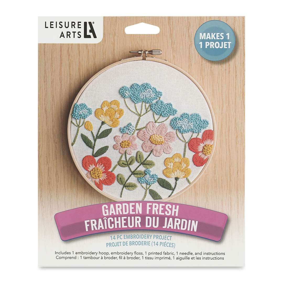 Open in modal - Leisure Arts Embroidery Kit - Garden Fresh, front of the packaging
