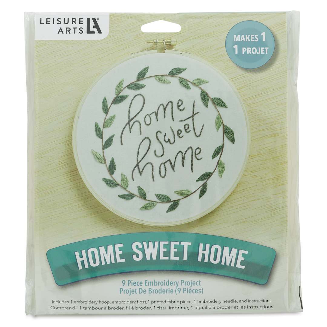 Open in modal - Leisure Arts Embroidery Kit - Home Sweet Home, 6", front of the packaging