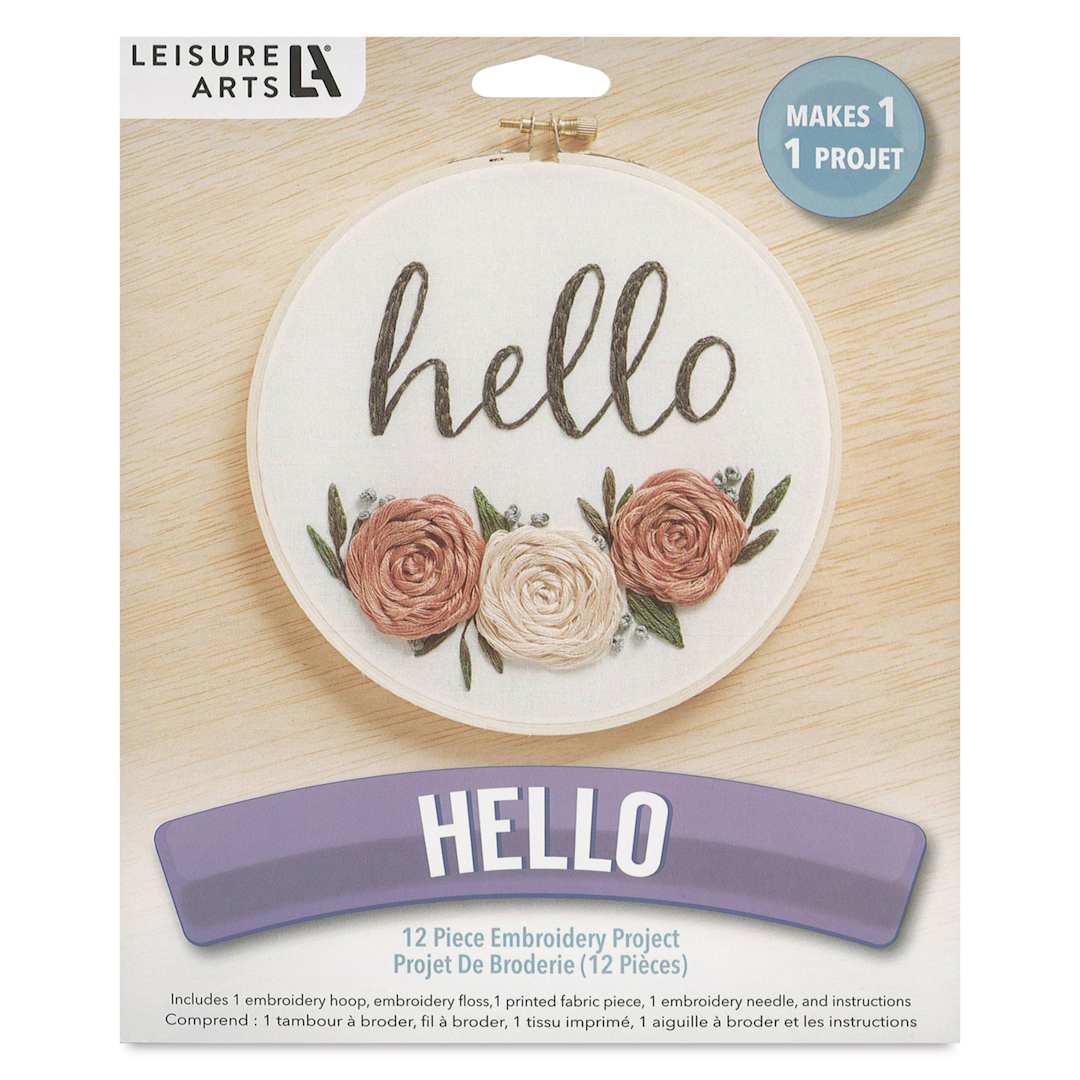 Open in modal - Leisure Arts Embroidery Kit - Hello, 6", front of the packaging