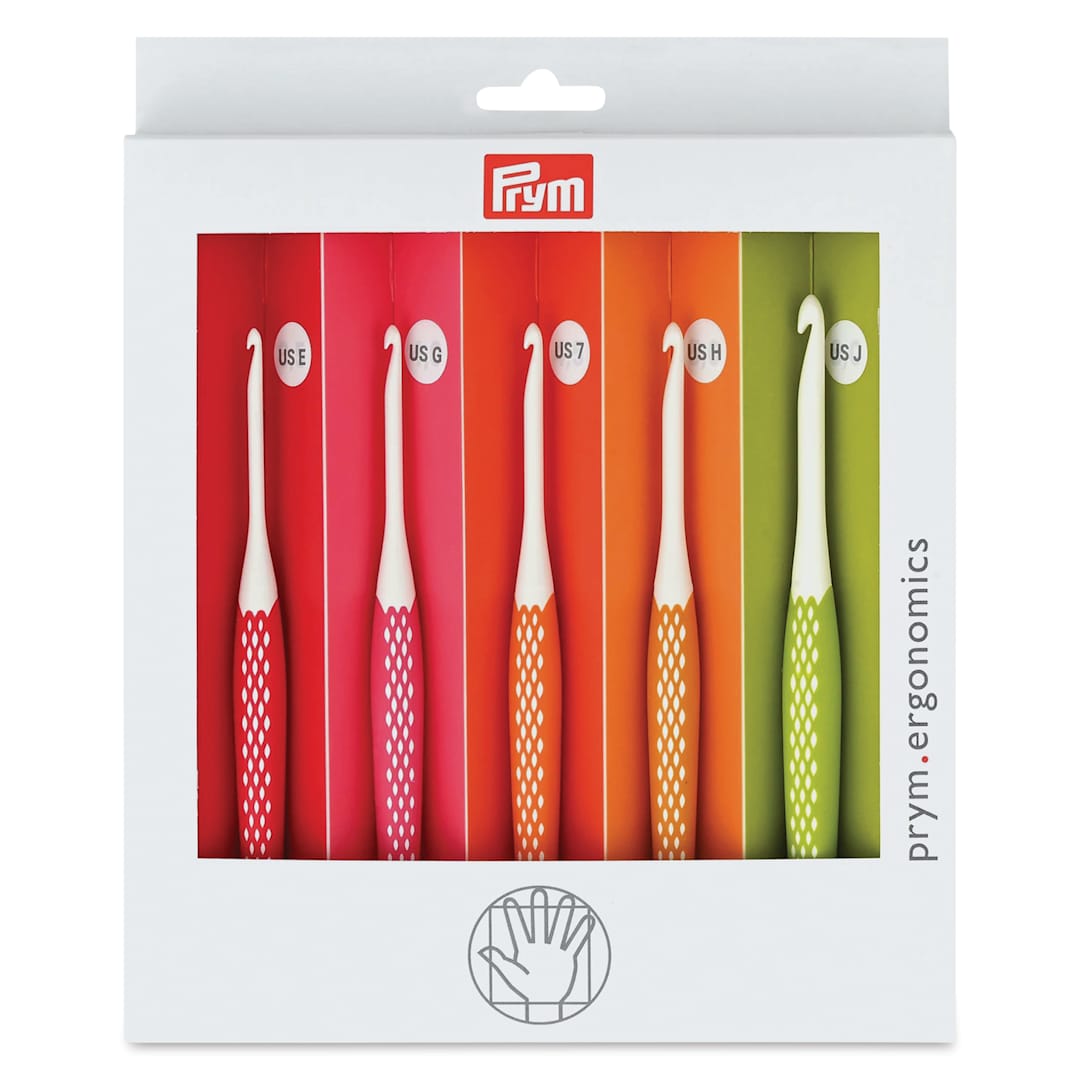 Open in modal - Prym Ergonomics Crochet Hook Sets - Small, Set of 5, inside of packaging.