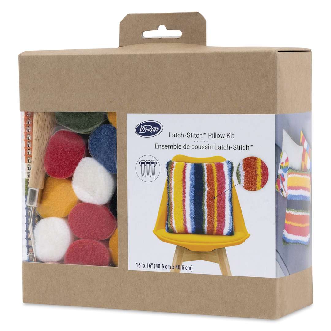 Open in modal - Loran Latch-Stitch Pillow Kits - Bright Stripes, 16" x 16"