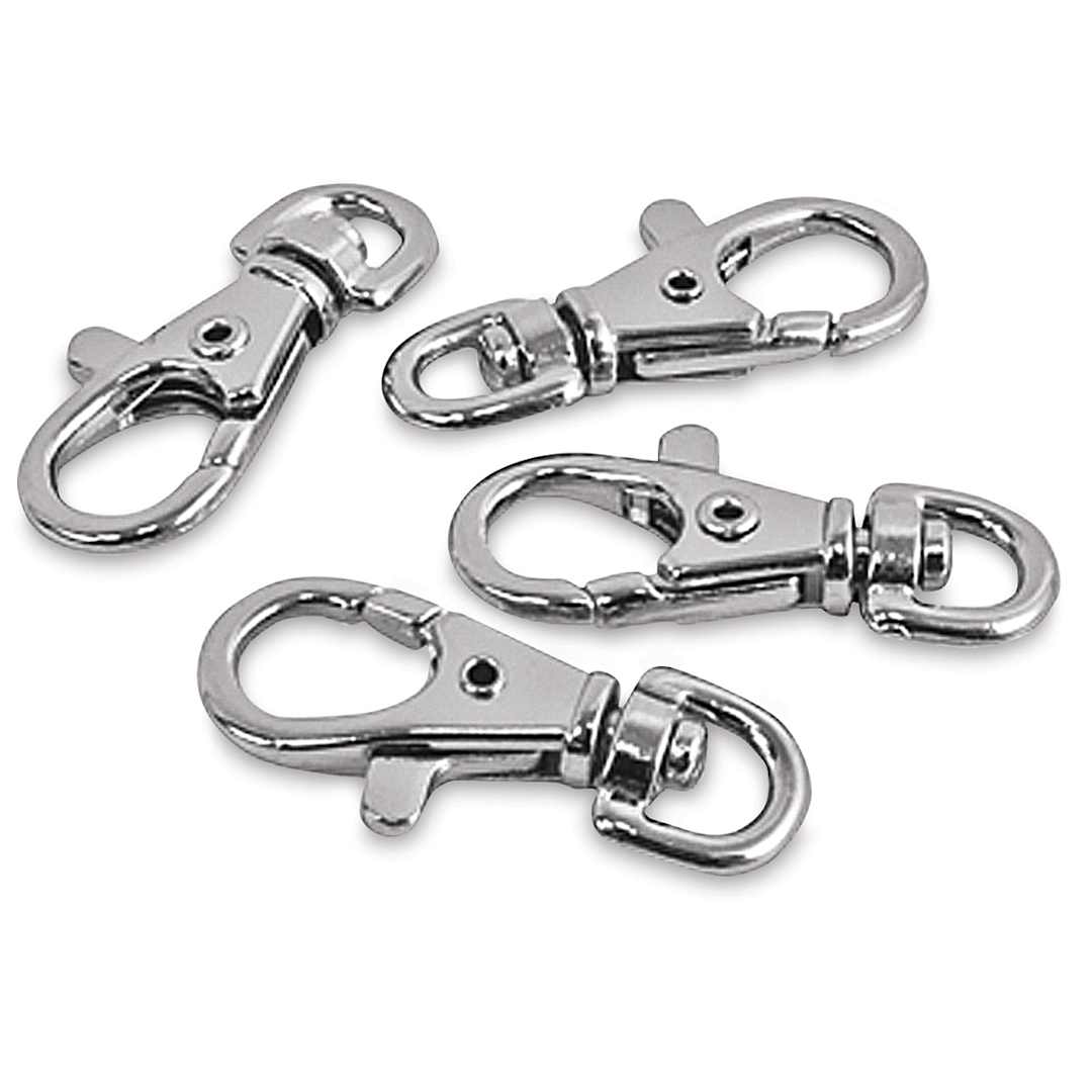 Open in modal - Realeather Swivel Snap Hooks - Set of 4 Nickel plated Hooks shown
