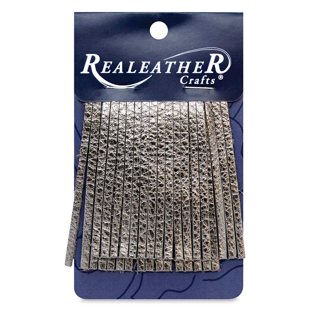 Open in modal - Realeather Fringe - Front of package of Metallic Gunmetal Fringe
