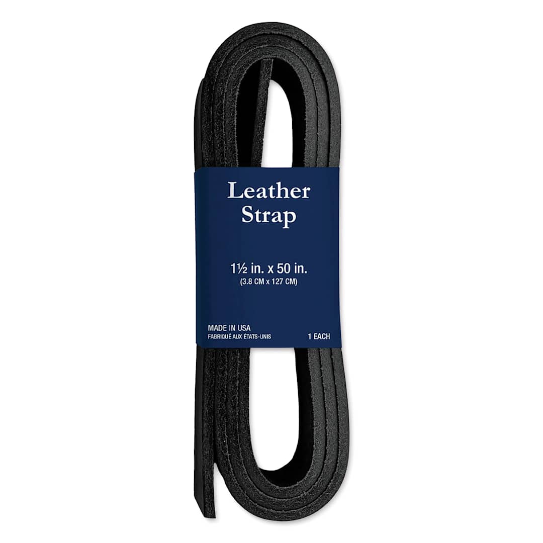 Open in modal - Realeather Leather Strap - Black, 1-1/2" x 50", in packaging
