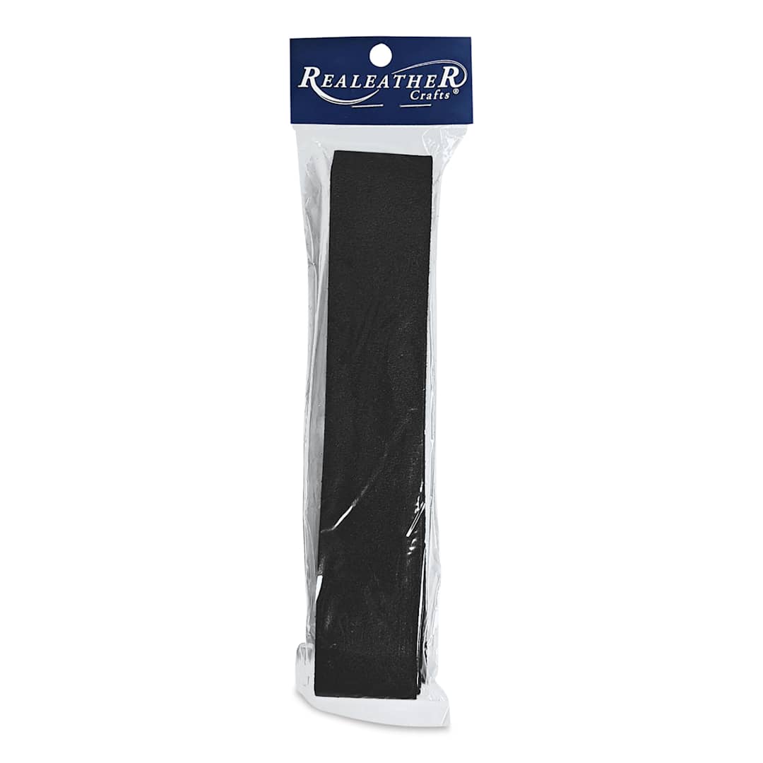 Open in modal - Realeather Leather Strip - Black, 1-1/2" x 42", in packaging