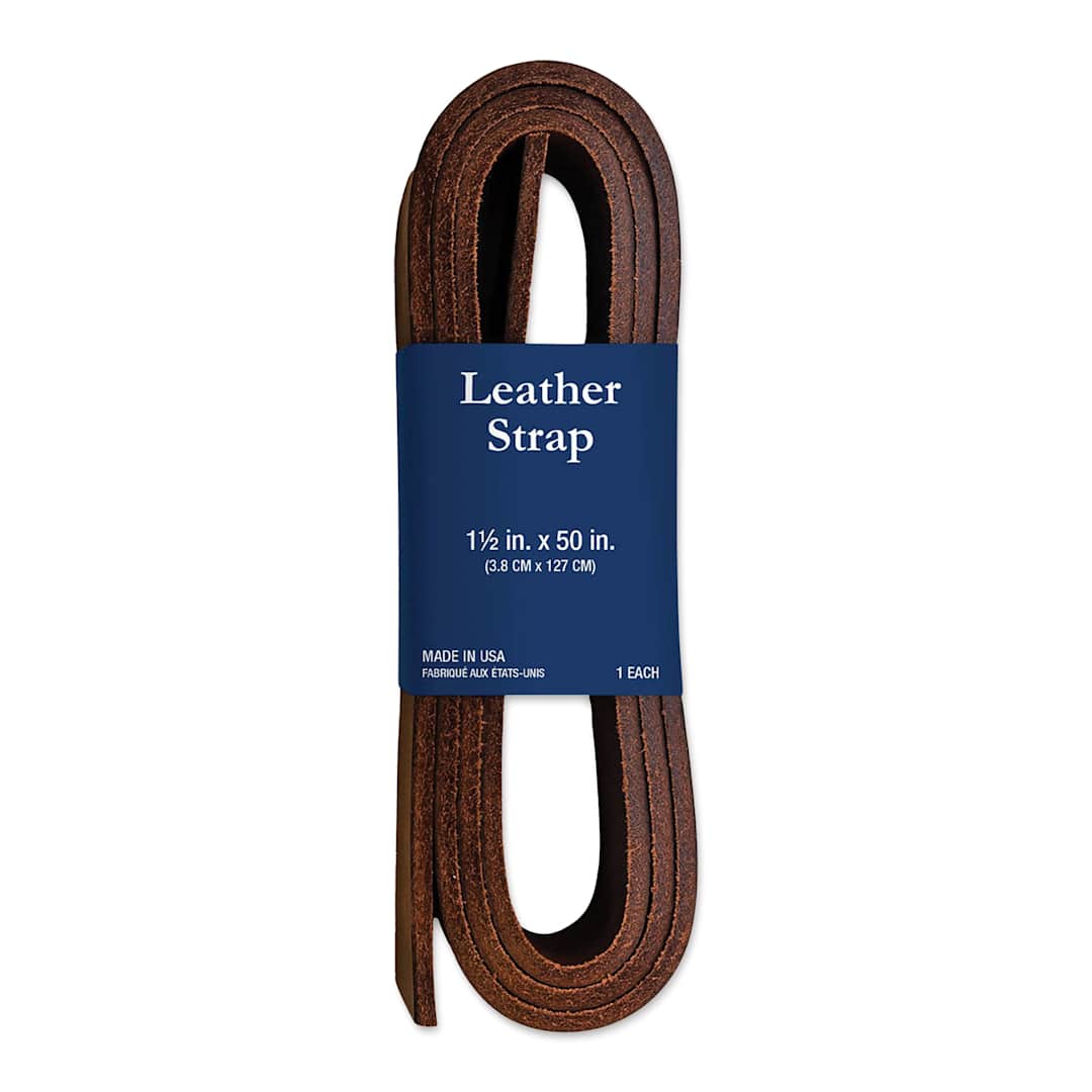 Open in modal - Realeather Leather Strap - Brown, 1-1/2" x 50", in packaging