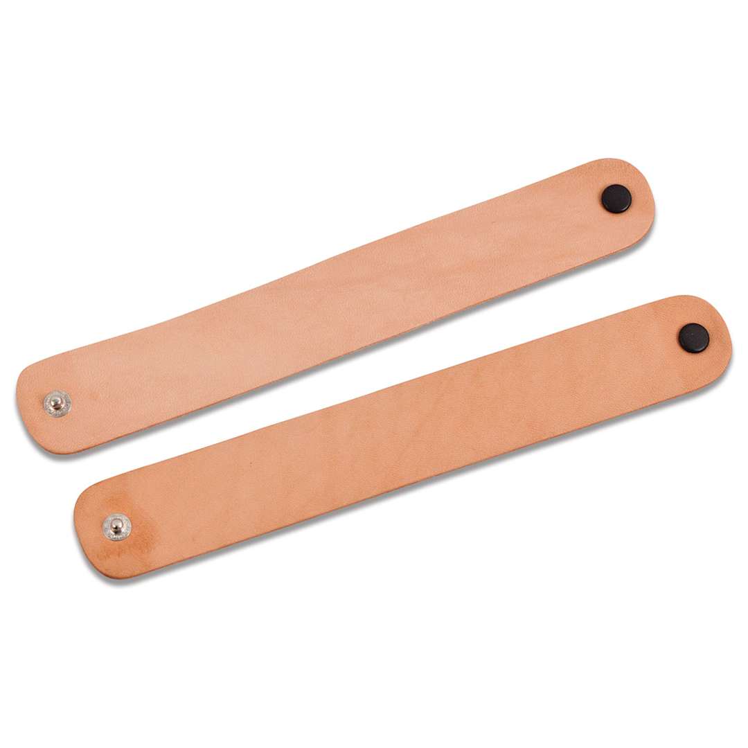 Open in modal - Realeather Leather Wristbands - Natural, two wristbands laid out 