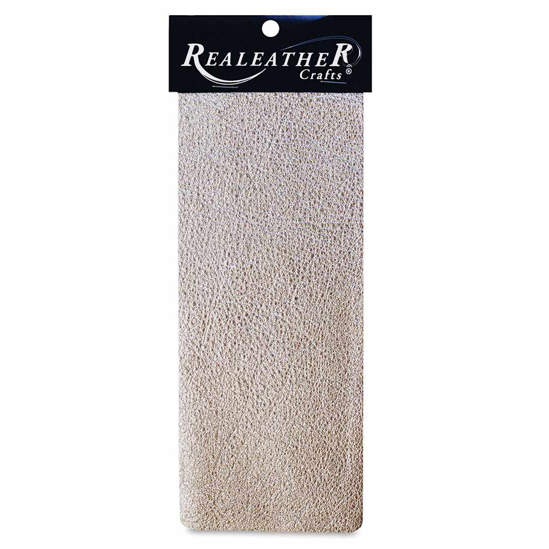 Open in modal - Realeather Metallic Leather Trim Pieces - Front of Silver package