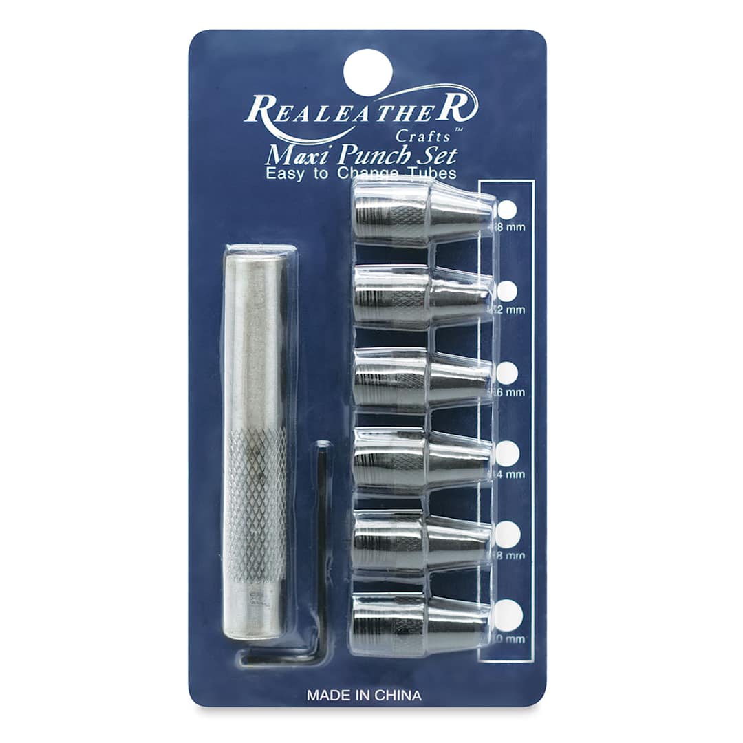 Open in modal - Leather Punch Tools - Front of package of 6 pc Maxi Punch Set