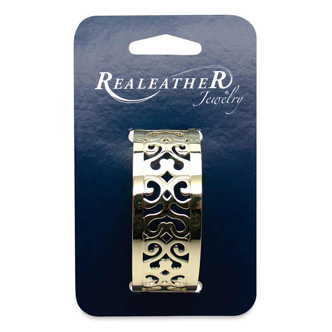Open in modal - Realeather Filigree Bracelet- 1" Gold Palermo style shown packaged