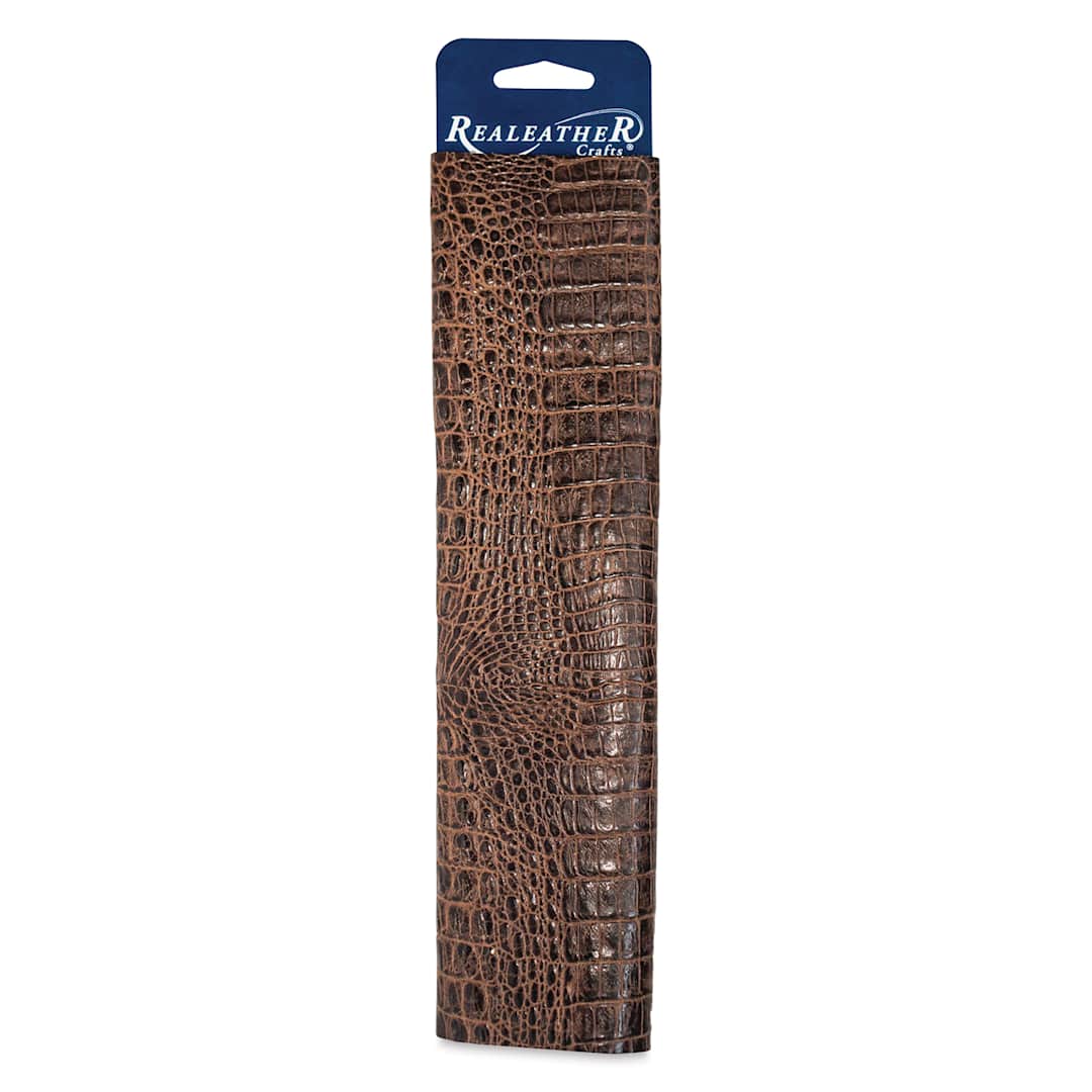 Open in modal - Realeather Printed Leather Trim - Caiman Light Brown, wrapped around packaging