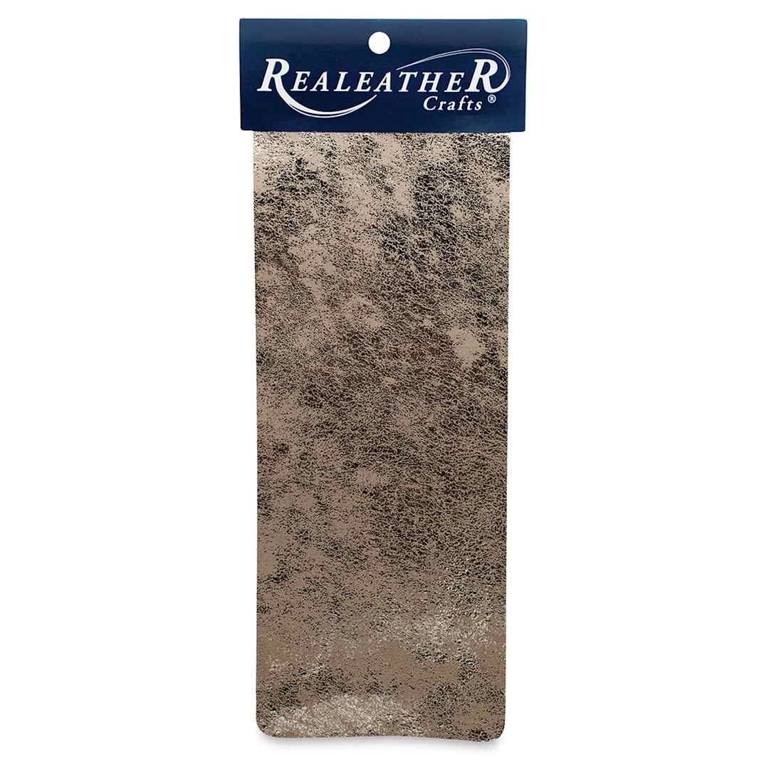 Open in modal - Realeather Printed Leather Trim - Front of package of Platinum Crackle pattern