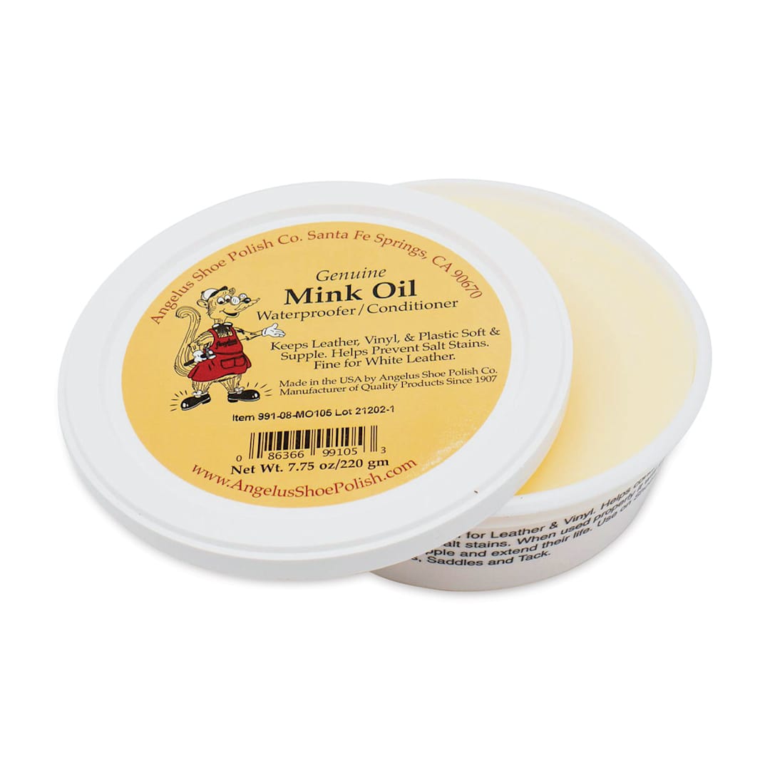 Open in modal - Angelus Mink Oil Paste - 7.75 oz, Tub (Lid off)