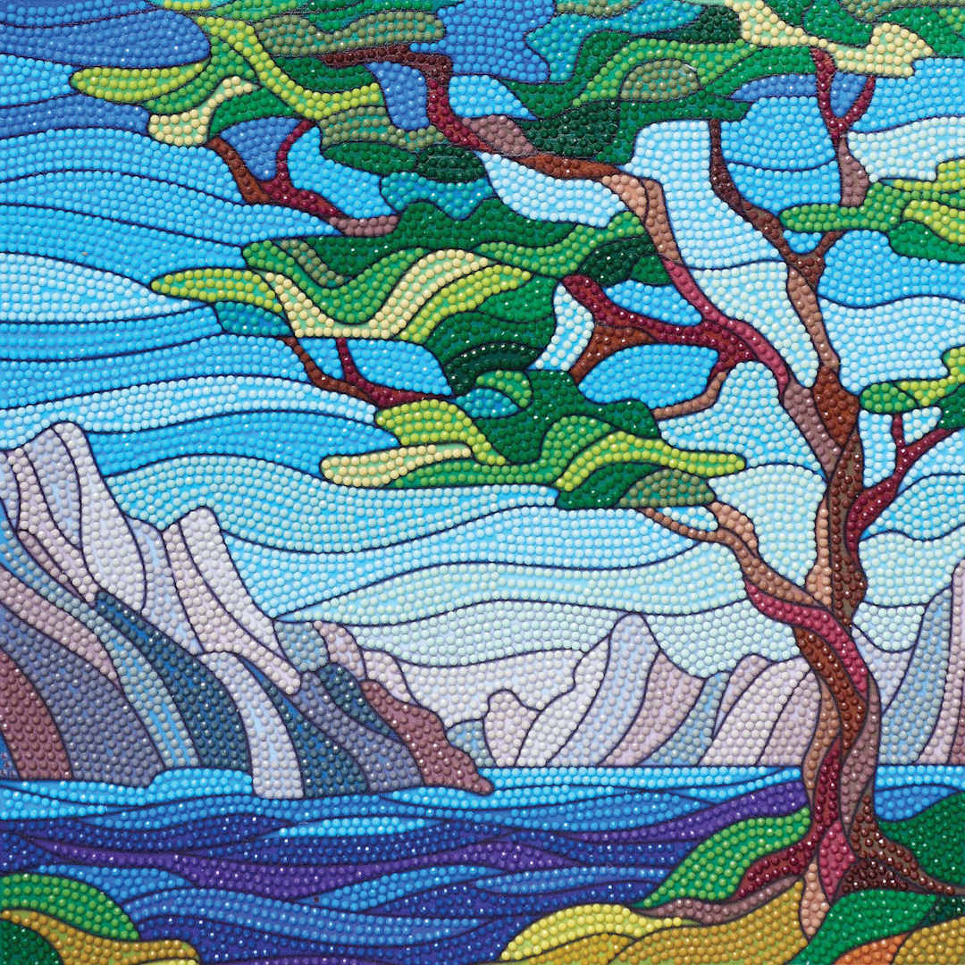 Open in modal - Leisure Arts Diamond Painting Kit - Stained Glass River, finished design