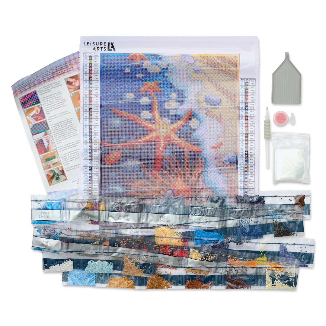 Open in modal - Leisure Arts Diamond Painting Kit - Shoreline, contents