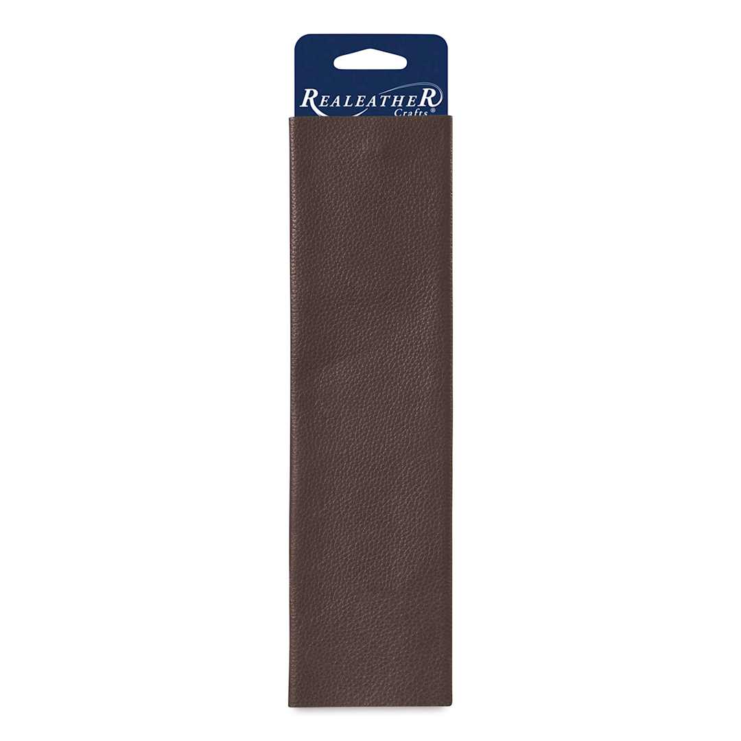 Open in modal - Realeather Premium Trim Leather - Chocolate, leather sheet wrapped around packaging