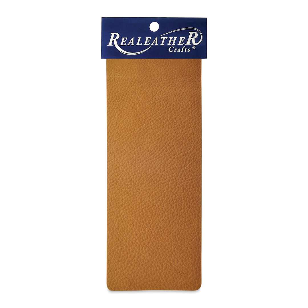 Open in modal - Realeather Deertan Leather Trim - Gold, leather sheet wrapped around packaging