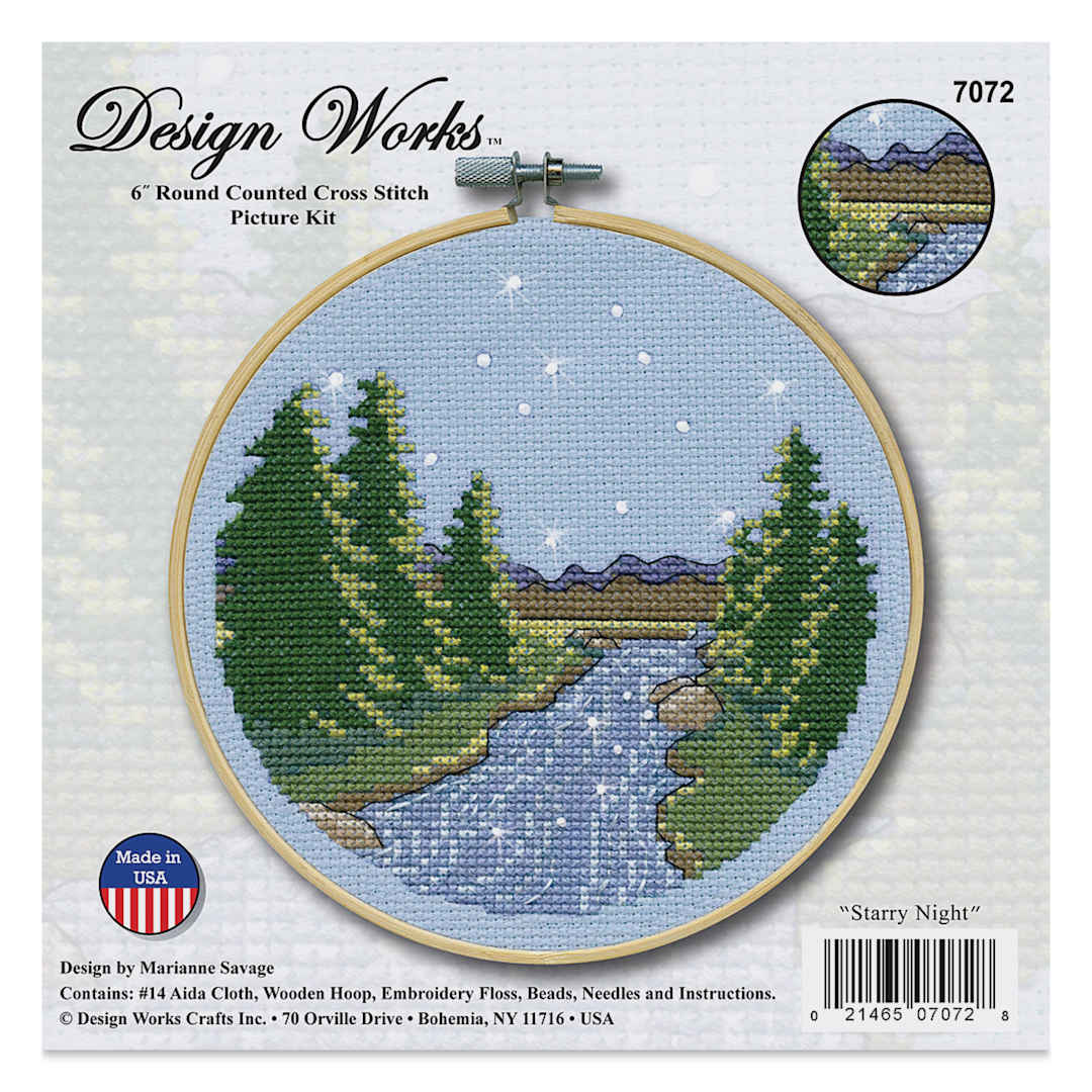 Open in modal - Design Works Counted Cross Stitch Kit - Starry Night, 6" - front of packaging