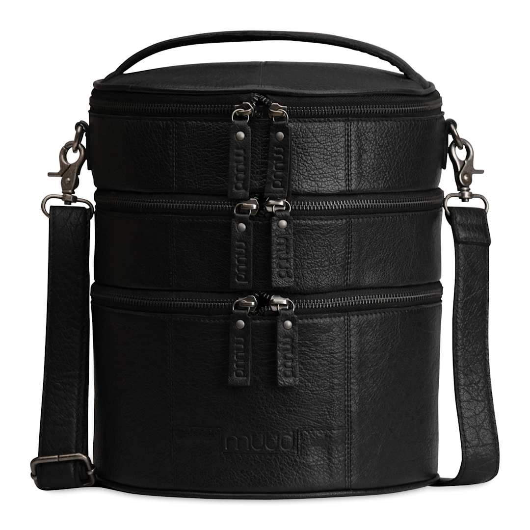 Open in modal - Muud Bturn Leather Needlework Project Bag - Black