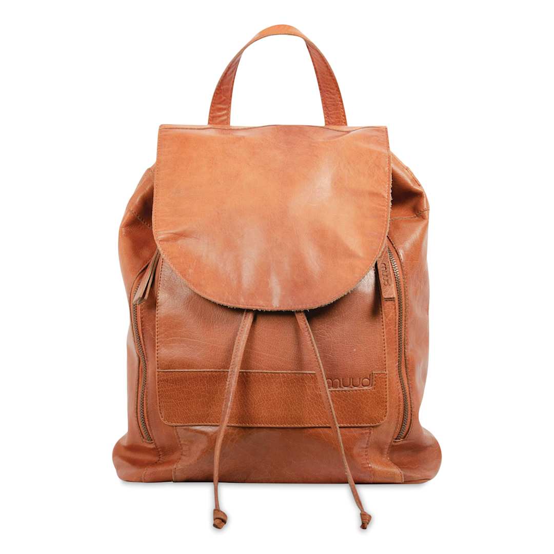 Open in modal - Muud Gimo Leather Backpack - Brown - front