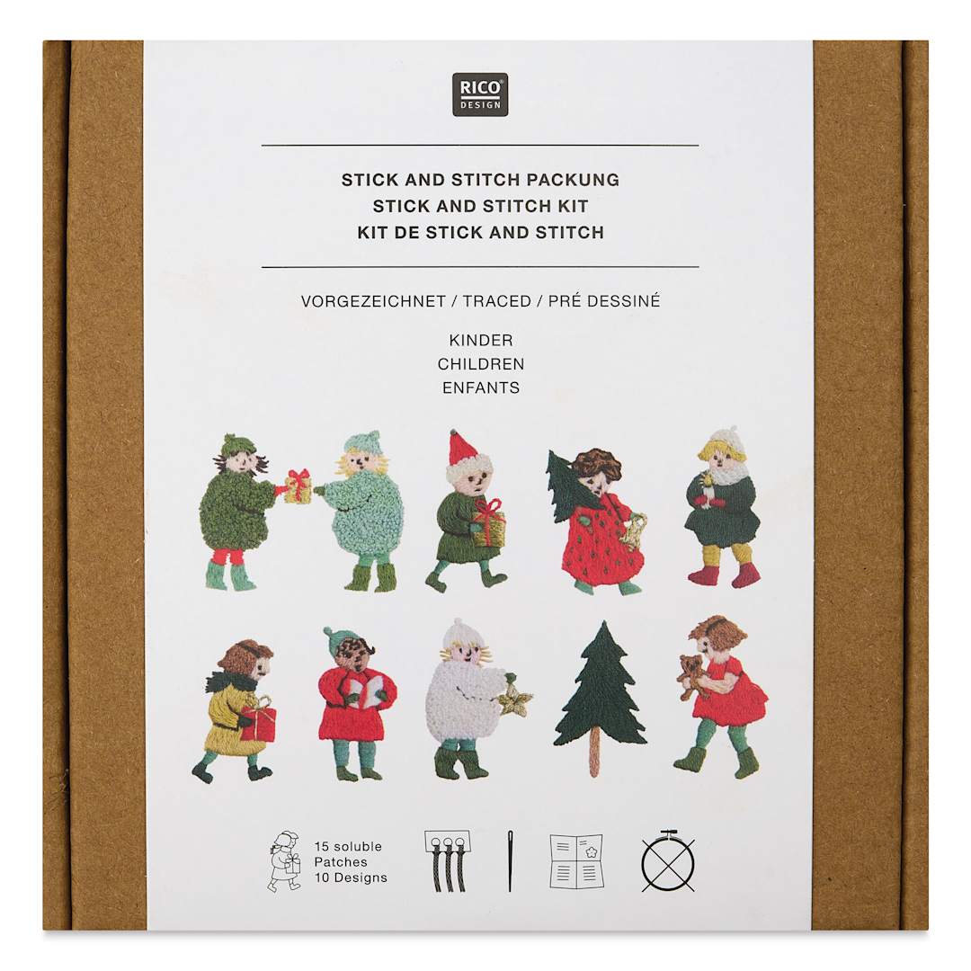 Open in modal - Rico Design Stick and Stitch Embroidery Kit - Pkg of 15, Children front of packaging