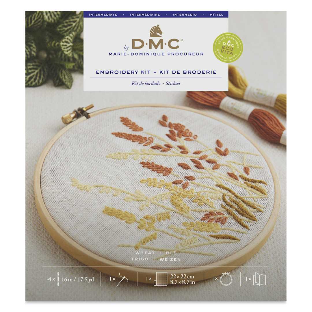 Open in modal - DMC The Designer Collection Eco Vita Embroidery Kit - Wheat Flowers - front of packaging