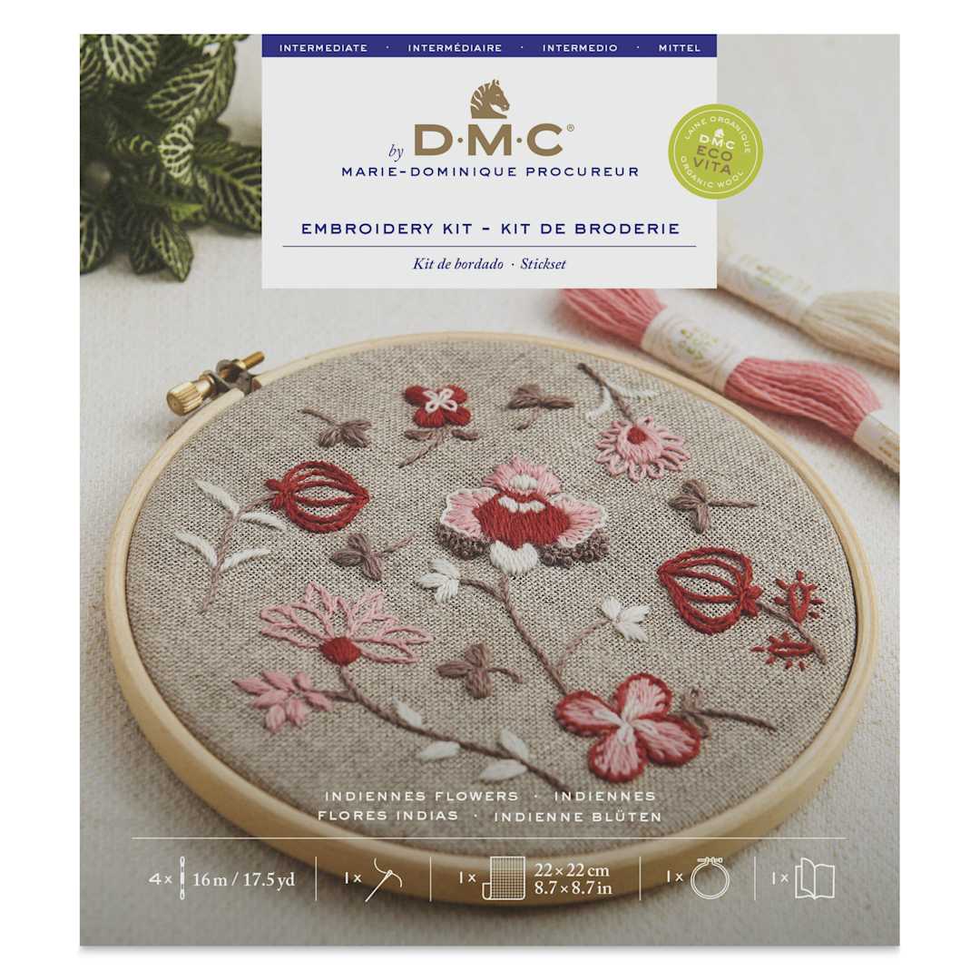 Open in modal - DMC The Designer Collection Eco Vita Embroidery Kit - Indiennes Flowers - front of packaging