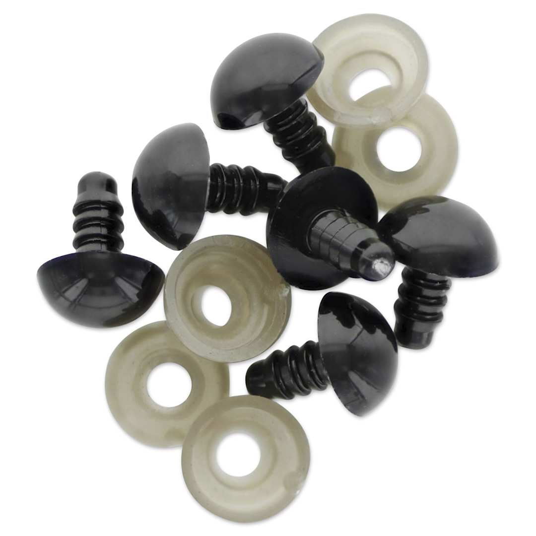 Open in modal - Essentials By Leisure Arts Craft Eyes w/ Washers - Pkg of 6, Black, 11 mm H x 4 mm W, 12 mm Dia.