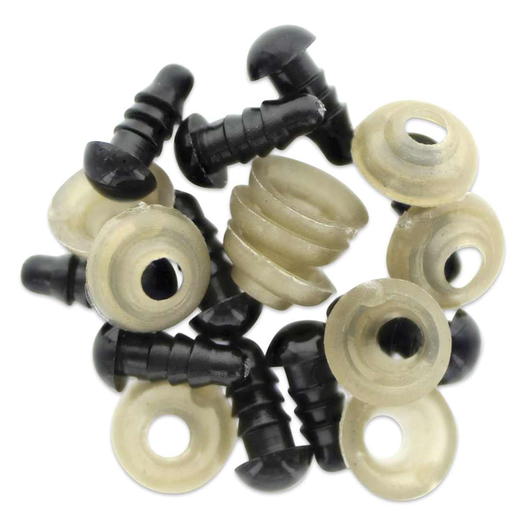 Open in modal - Essentials By Leisure Arts Craft Eyes w/ Washers - Pkg of 10, Black, 11 mm H x 3 mm W, 6 mm Dia. - out