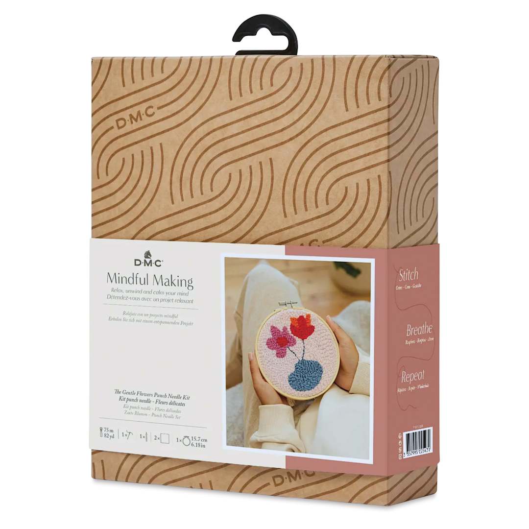 Open in modal - DMC Mindful Making Beginner Punch Needle Kit - Gentle Flowers - front of packaging