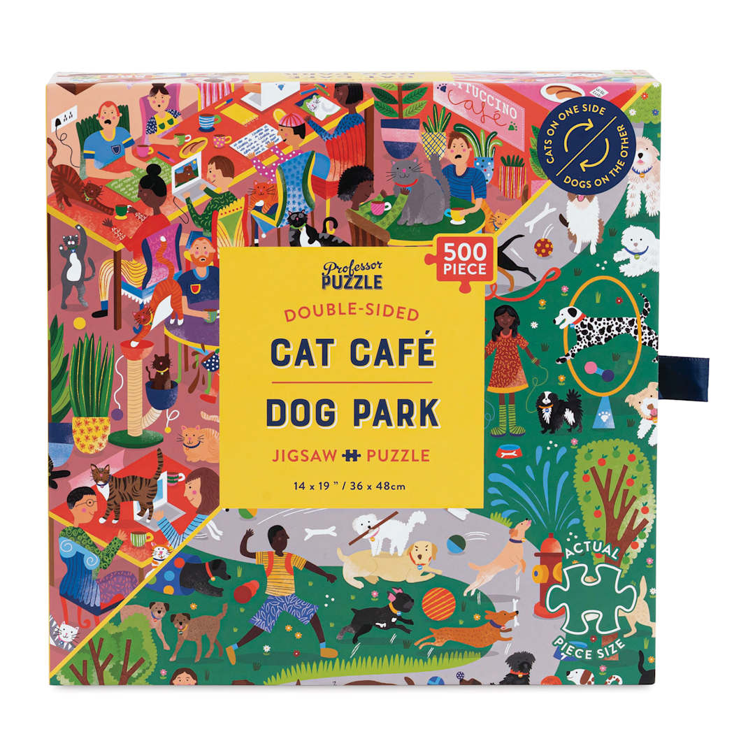 Open in modal - Professor Puzzle Cat Café & Dog Park 500 Piece Puzzle (Front of packaging)