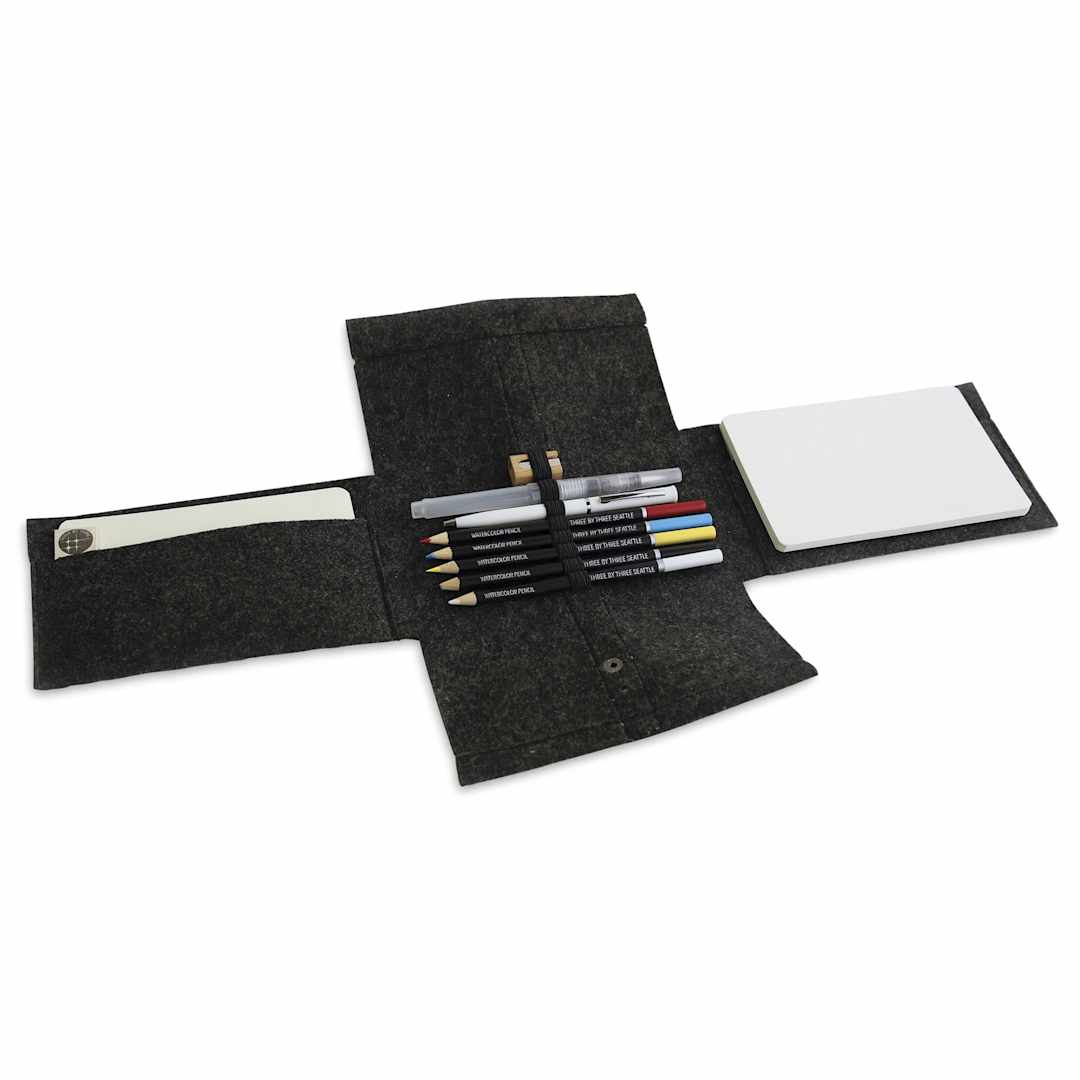 Open in modal - Three by Three JotBlock Travel Postcard Watercolor Pencil Set, set open