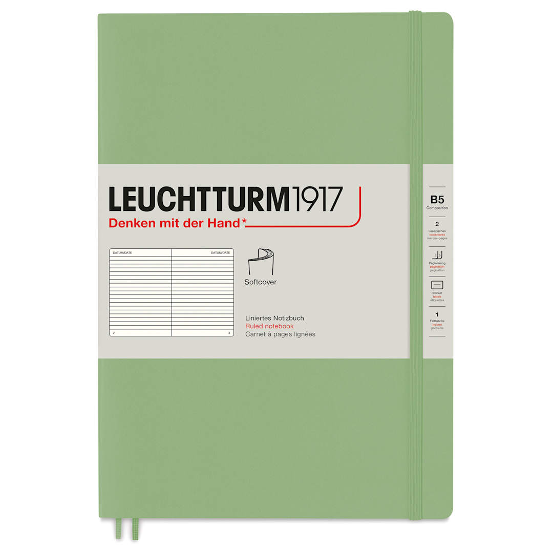 Open in modal - Leuchtturm1917 Ruled Softcover Notebook - Sage, 7" x 10"