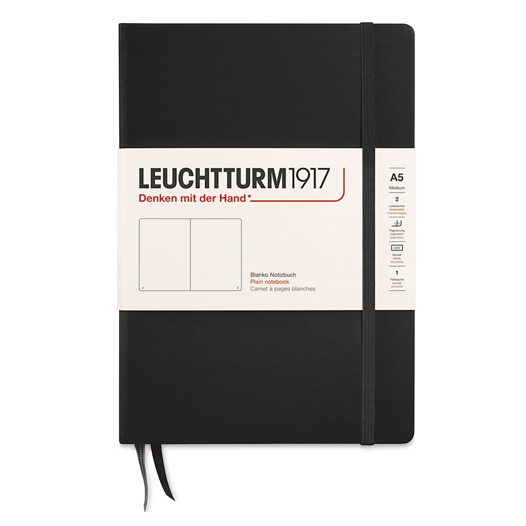 Open in modal - Leuchtturm1917 Blank Hardcover Notebook - Black, 5-3/4" x 8-1/4"