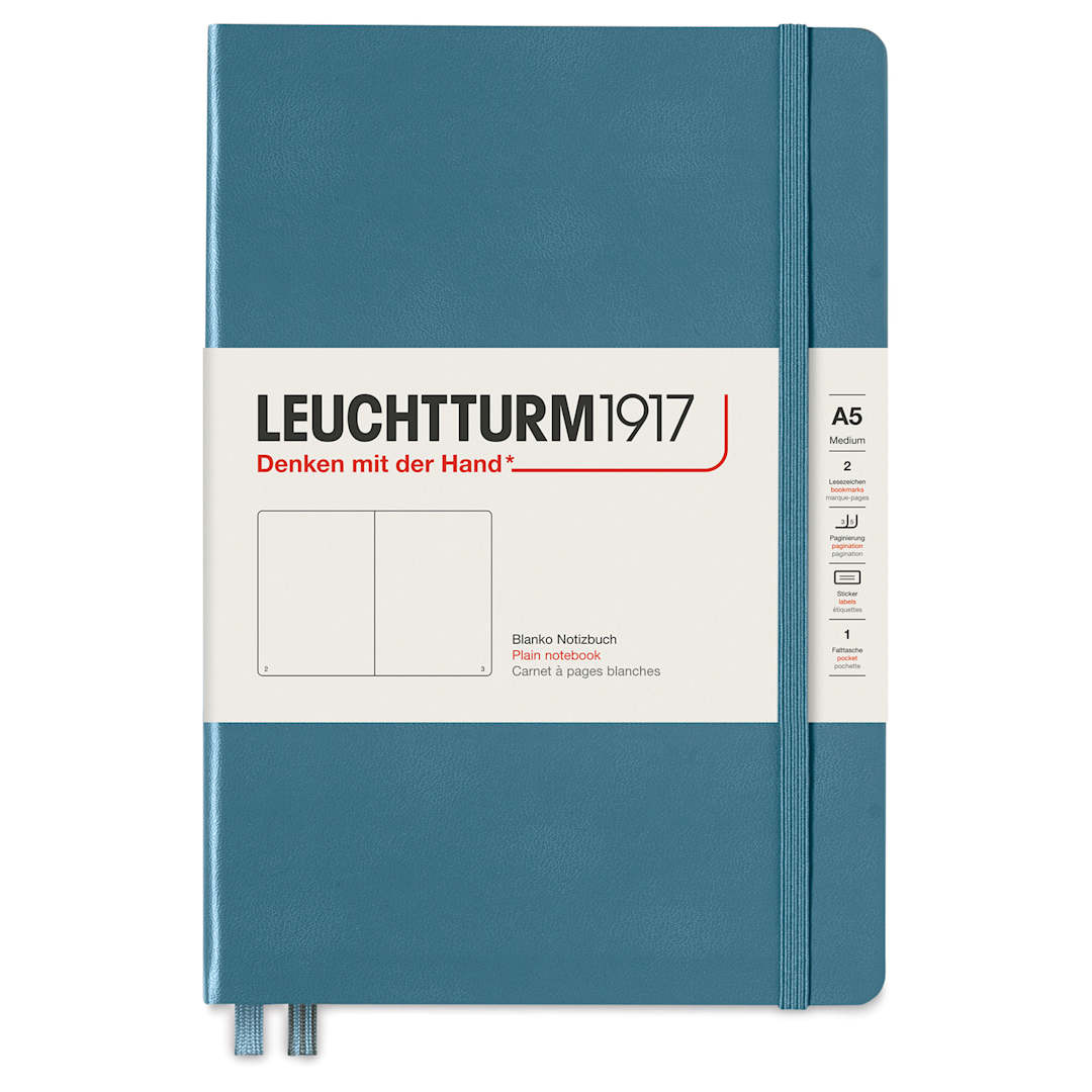 Open in modal - Leuchtturm1917 Blank Hardcover Notebook - Stone Blue, 5-3/4" x 8-1/4"