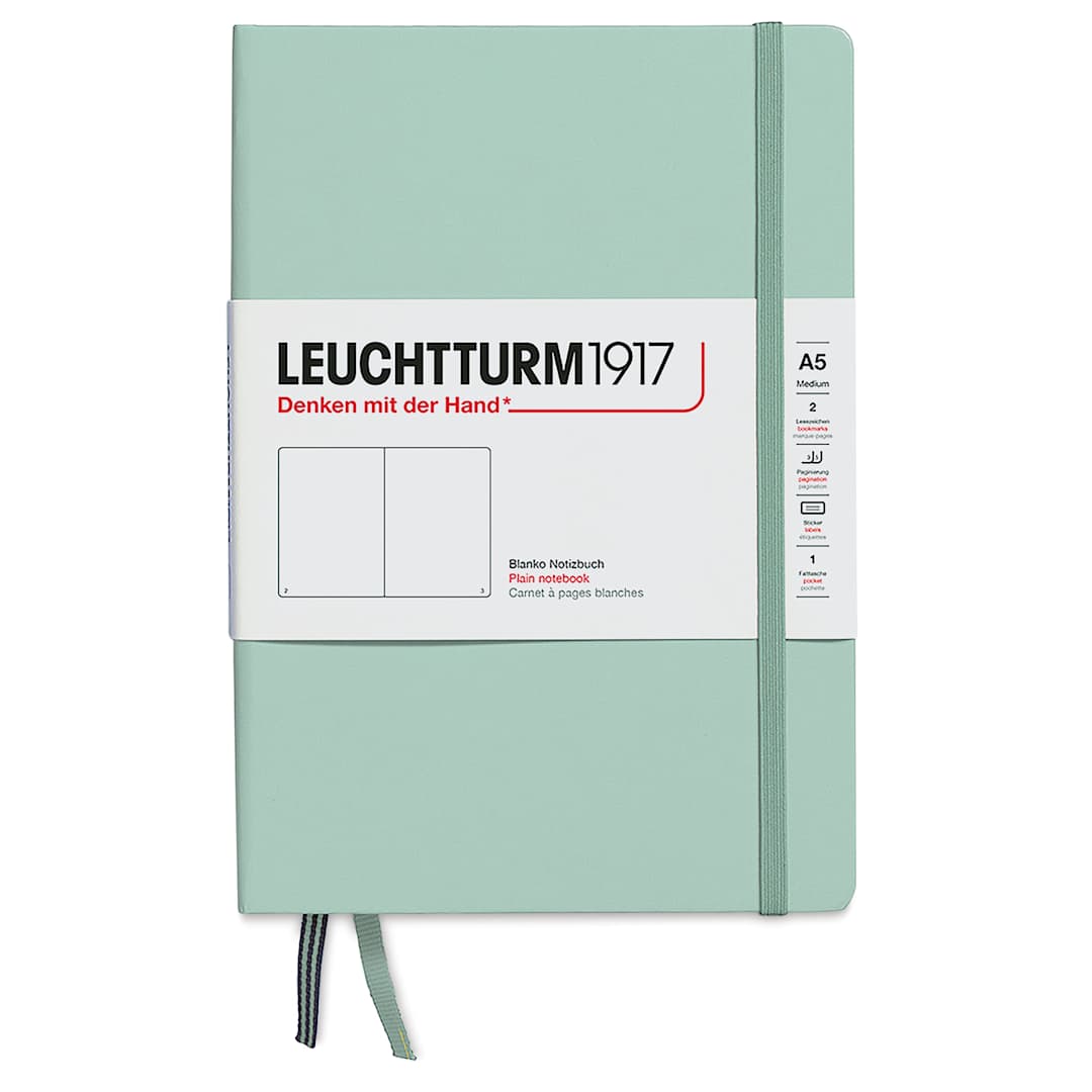 Open in modal - Leuchtturm1917 Blank Hardcover Notebook - Mint Green, 5-3/4" x 8-1/4"