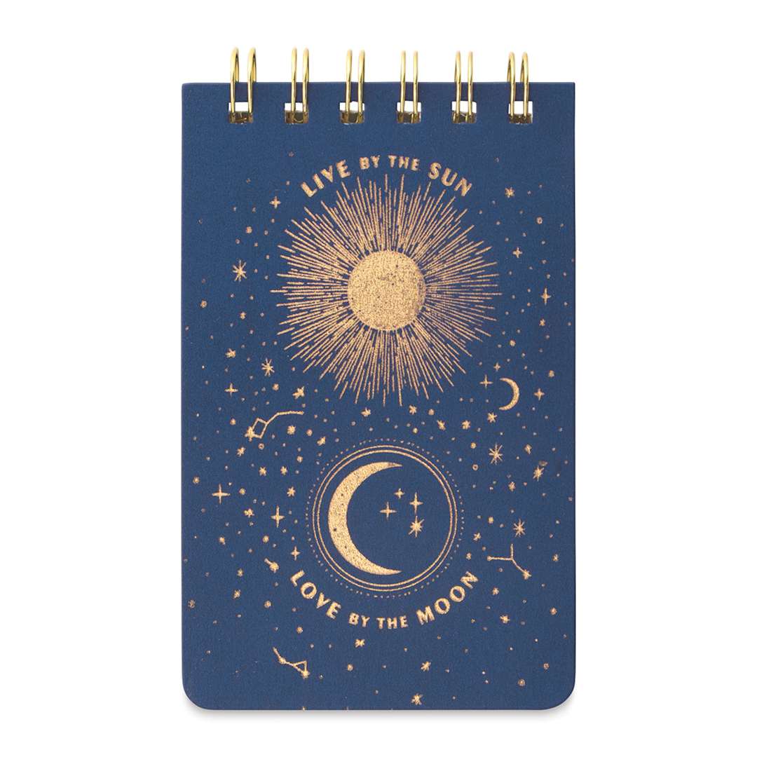 Open in modal - DesignWorks Ink Live By The Sun Notepad - Blue Cover with golden sun, moon, and stars