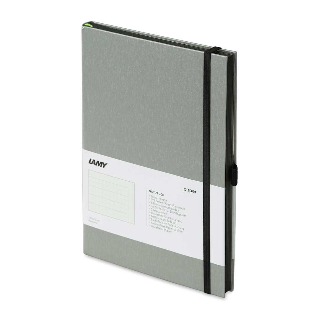 Open in modal - Lamy Hardcover Notebook - Black, Grid, 5.8" x 8.3" (side view)