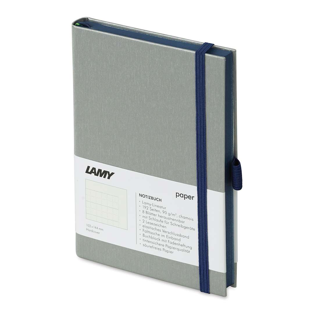 Open in modal - Lamy Hardcover Notebook - Ocean Blue, Grid, 4.1" x 5.8" (side view)
