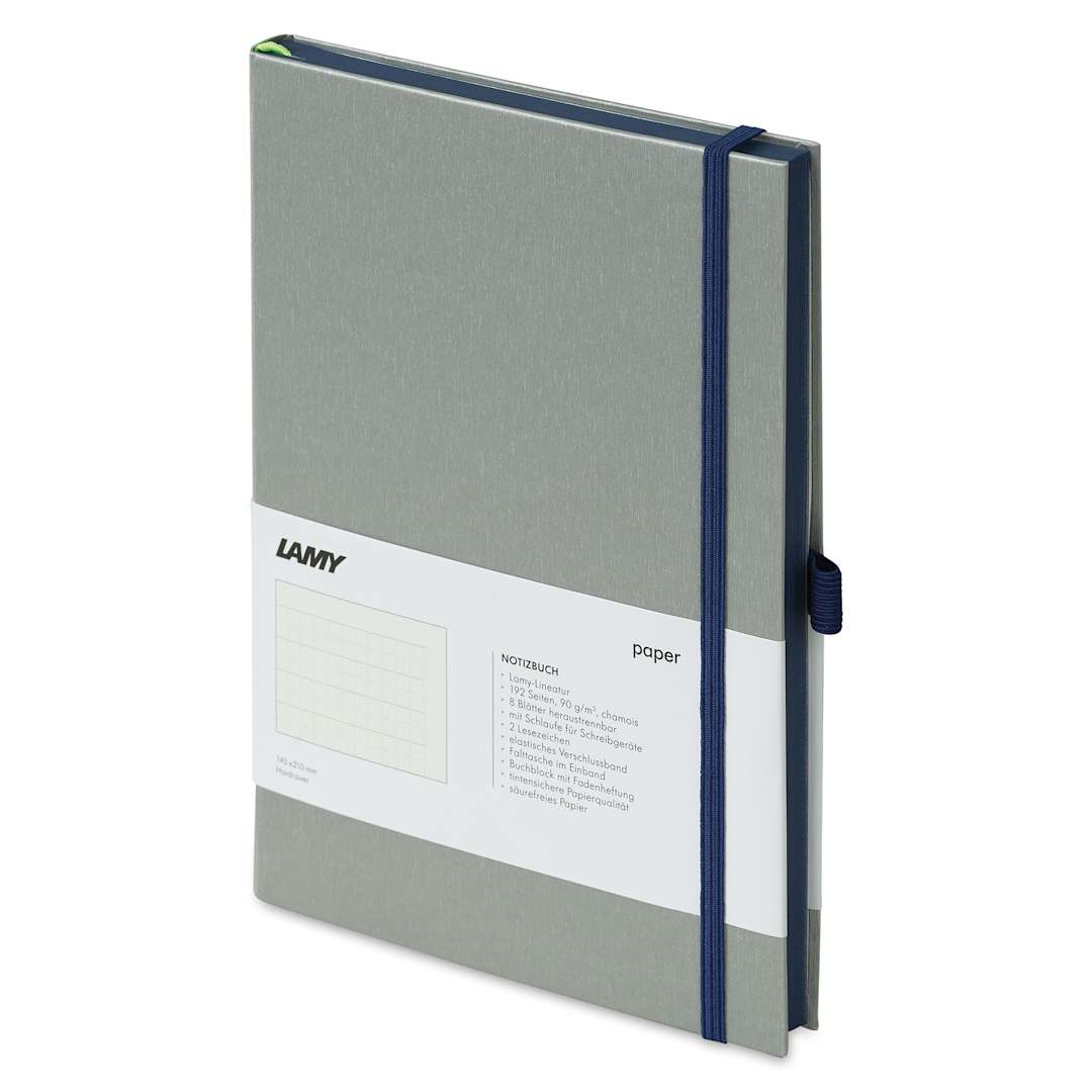 Open in modal - Lamy Hardcover Notebook - Ocean Blue, Grid, 5.8" x 8.3" (side view)