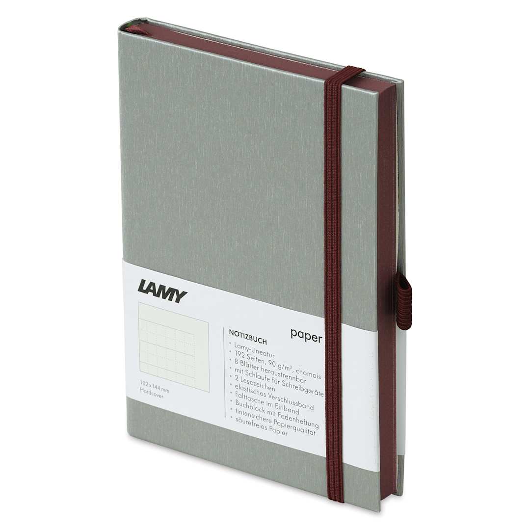 Open in modal - Lamy Hardcover Notebook - Dark Purple, Grid, 4.1" x 5.8" (side view)