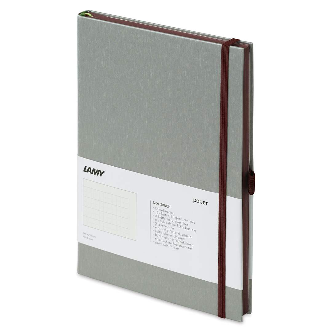 Open in modal - Lamy Hardcover Notebook - Dark Purple, Grid, 5.8" x 8.3" (side view)
