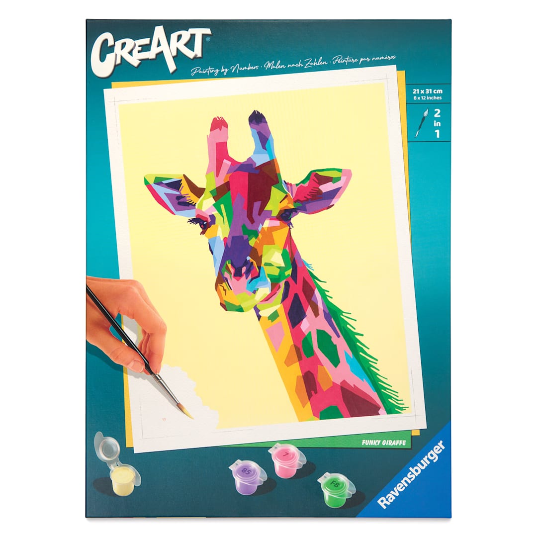 Open in modal - CreArt Paint by Number Kit - Funky Giraffe, front of package