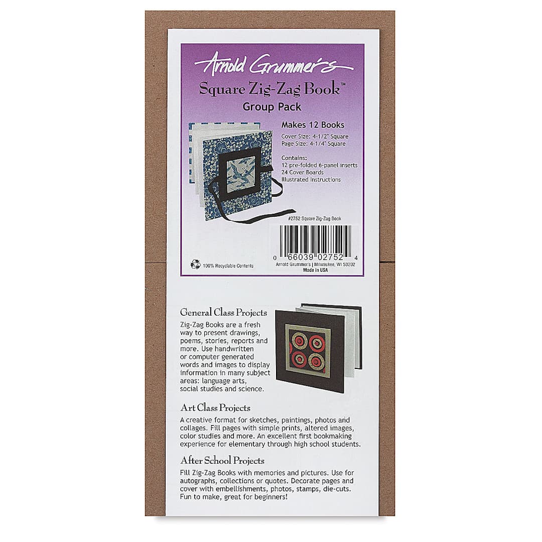 Open in modal - Arnold Grummer's Zig-Zag Book Classroom Pack - Front of package of 12 Square Books