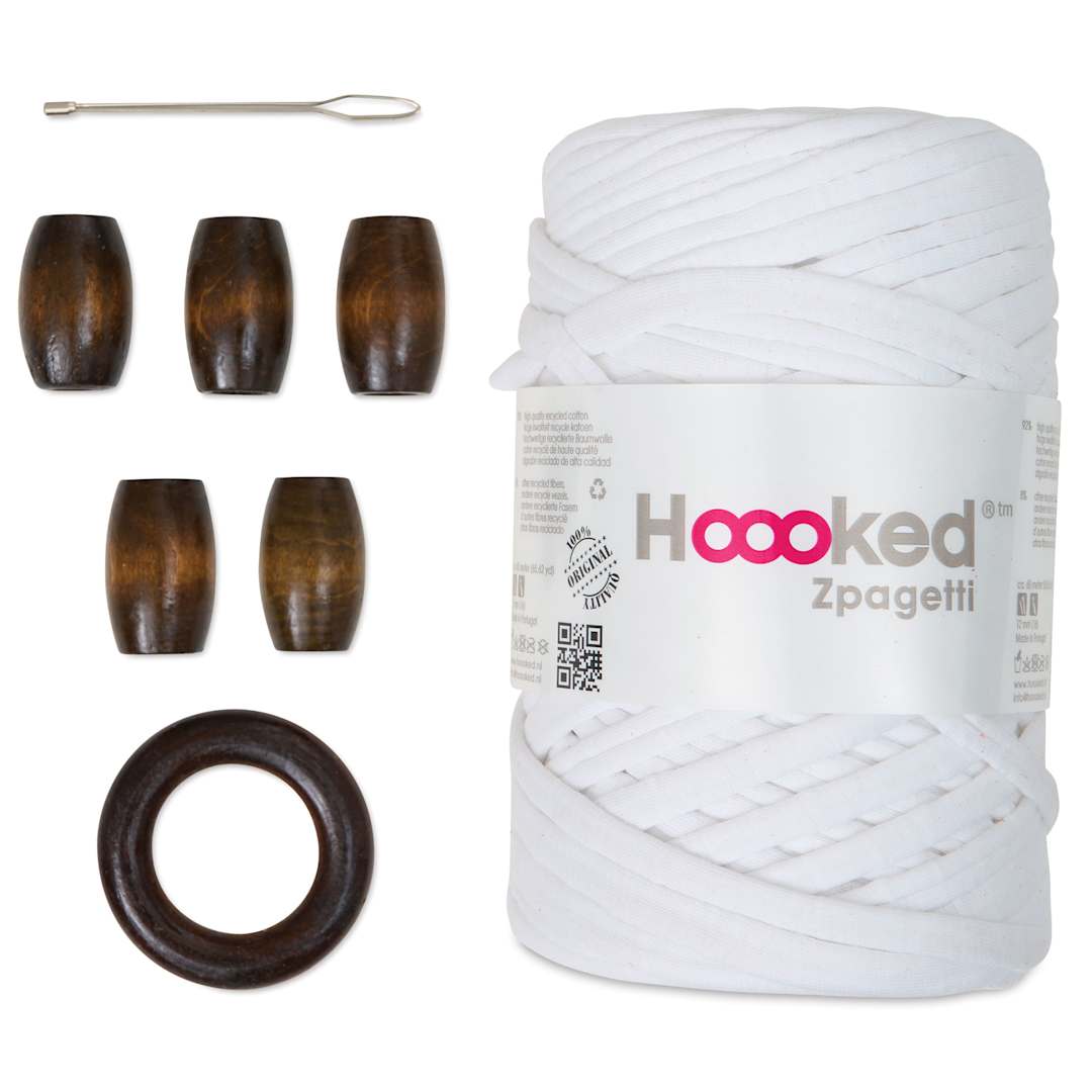 Open in modal - Hooked Zpagetti Macrame Hanging Basket Kit - White