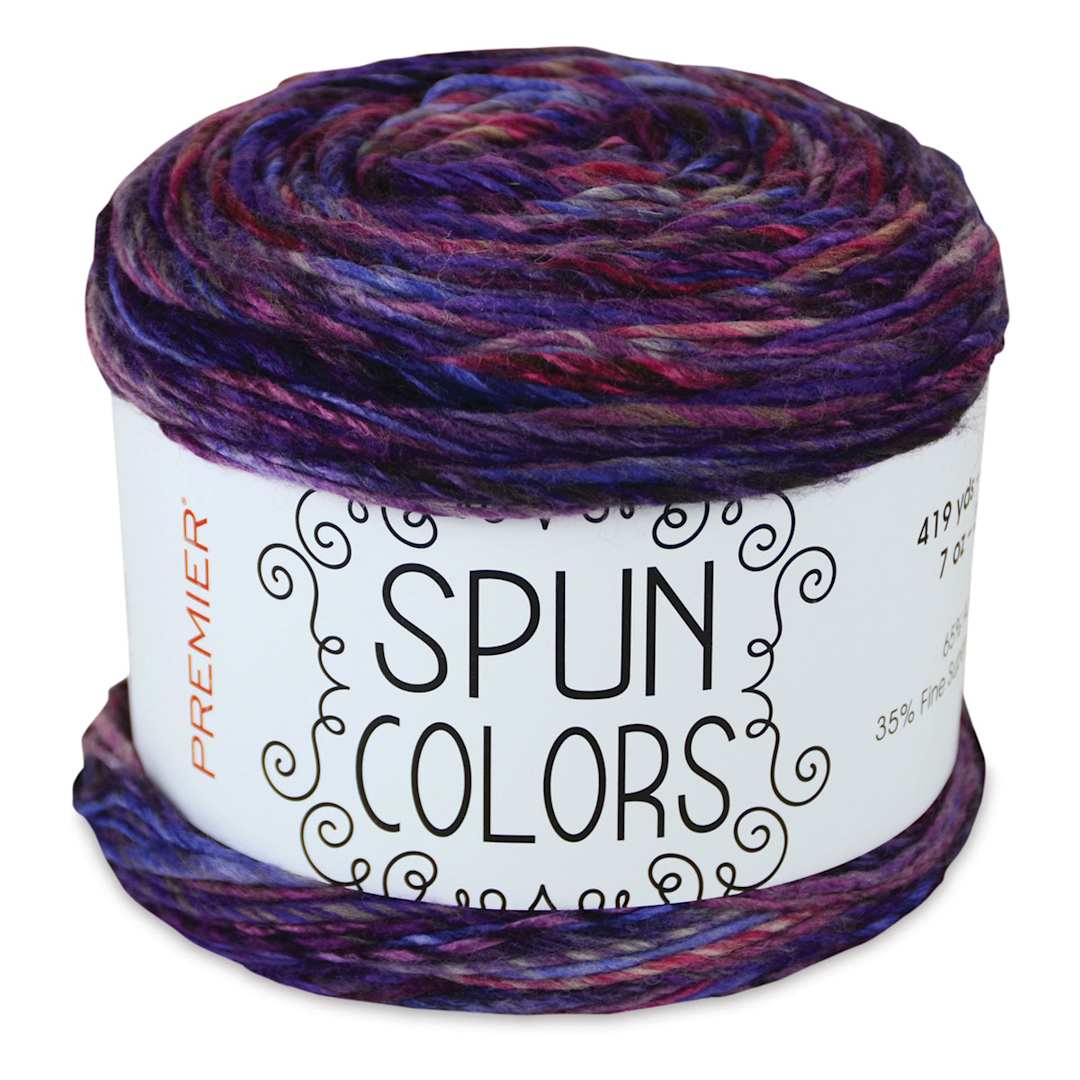 Open in modal - Premier Yarn Spun Colors Yarn - Cake of Mauve Yarn with label

