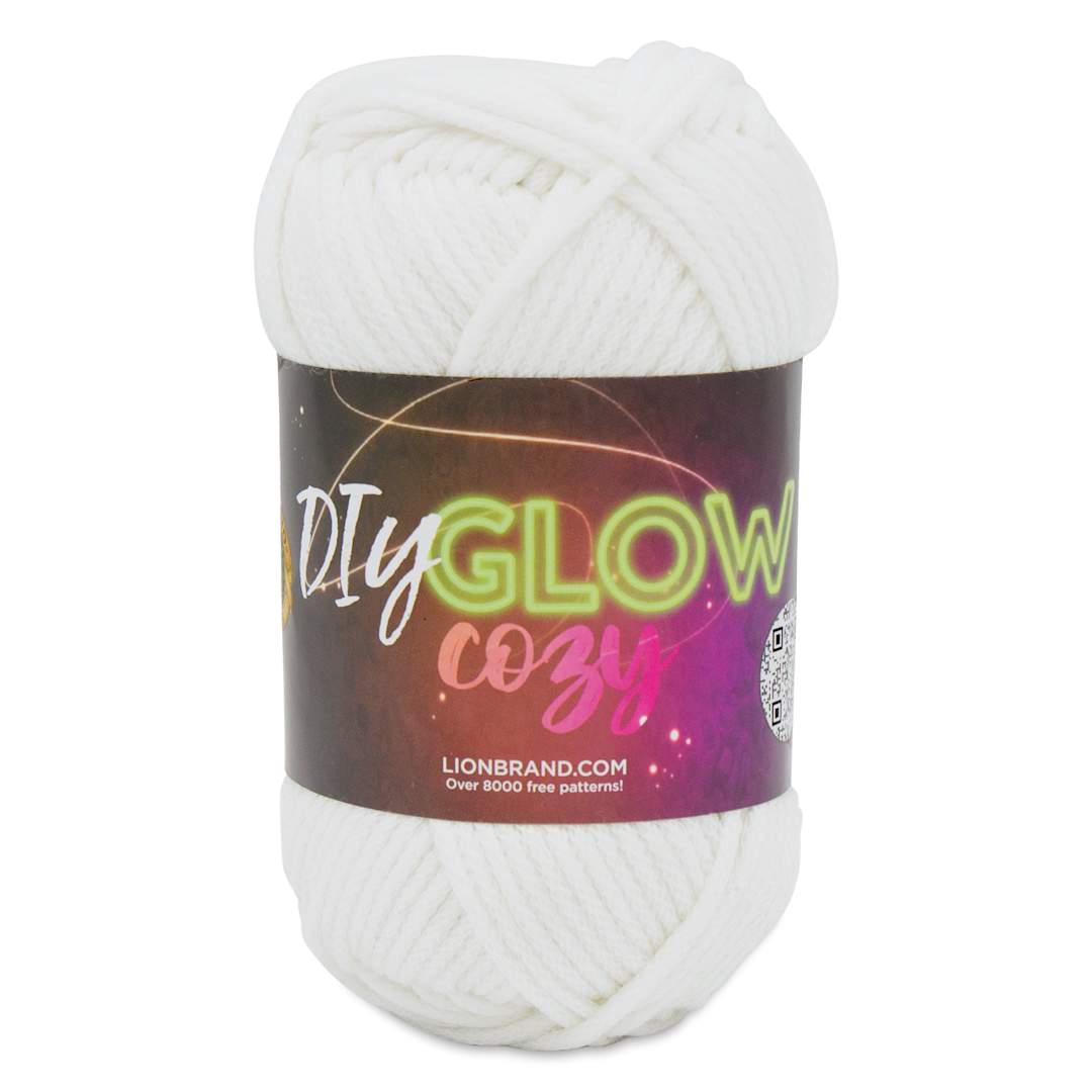 Open in modal - Lion Brand Glow Cozy Yarn - White, 79 yds